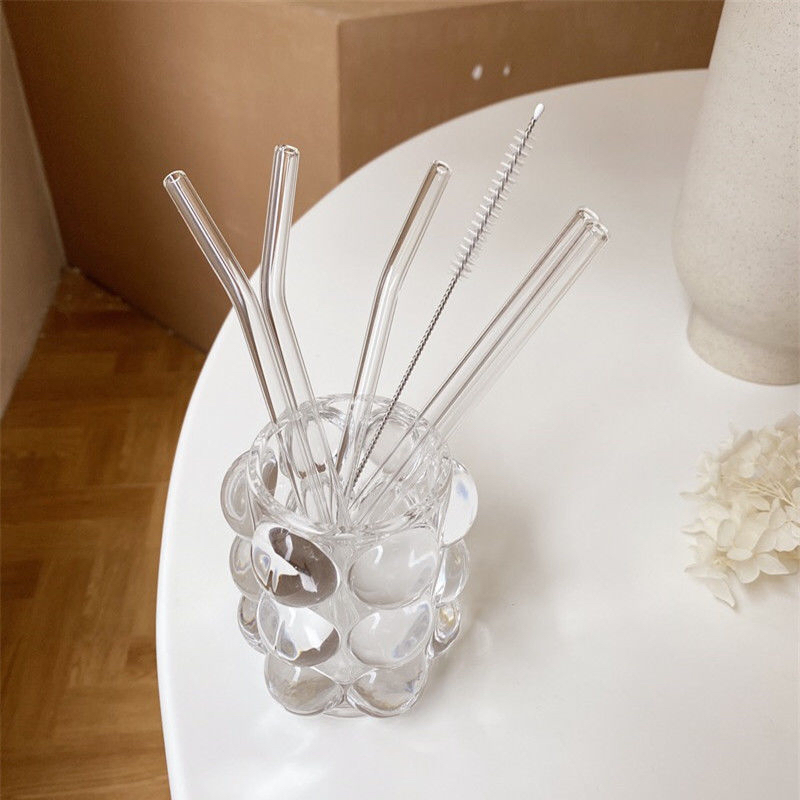 High Borosilicate Straw Glass Reusable Drinking Straw Clear Colorful Glass Straw