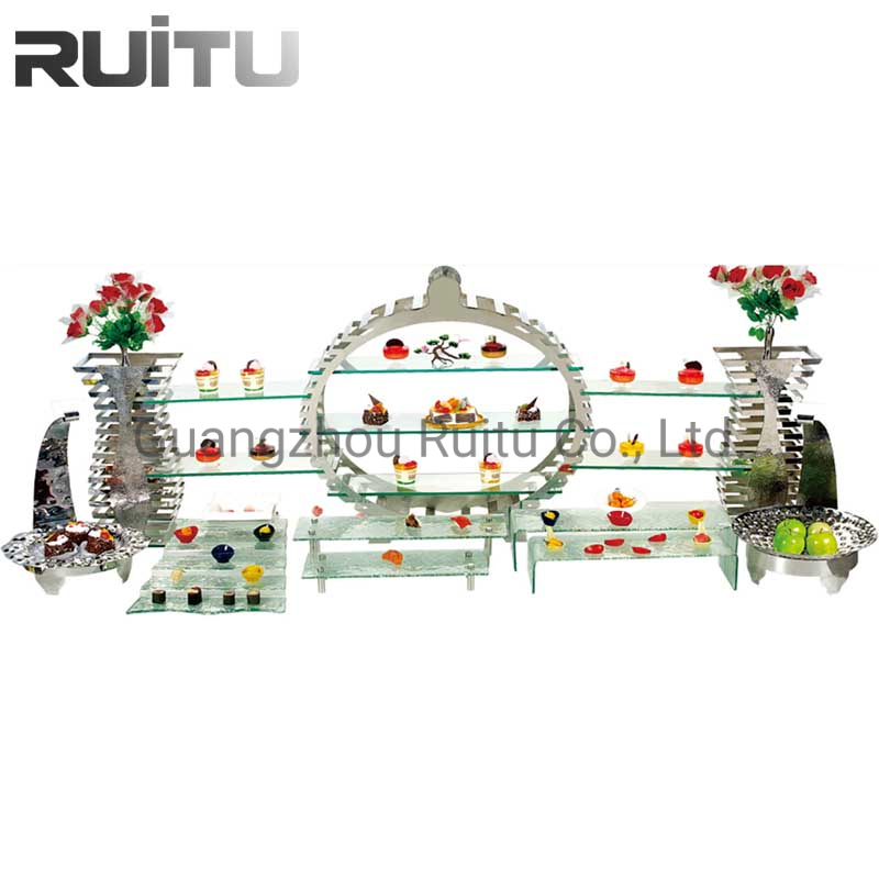 Buffet Display Stands and Risers Glass Platters Catering Ware Tabletop Decoration Metal Hotel Banquet Dessert Cupcake Serving Set Buffet Food Display Stand