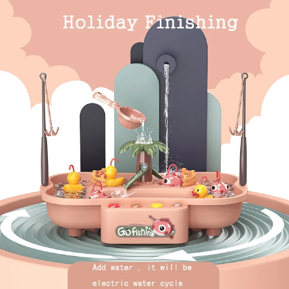 Toys Kingsland Children Magnetic Fishing Toy Music Electric Circulation Fishing Duck Fishing Platform Water Play Game Toys for Kids Gift Esg17653