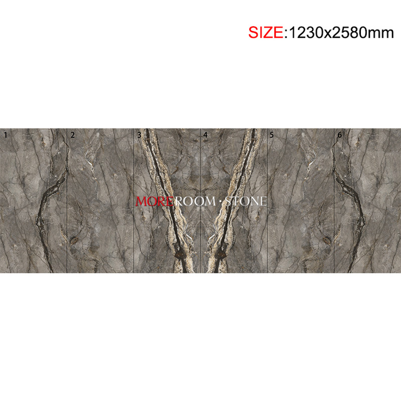 Керамогранитная плита Bookmatch Grey Marble 1230x2580мм