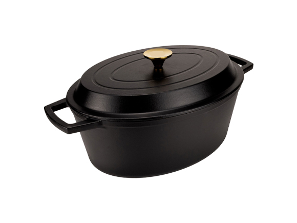 Овальная эмалированная кастрюля с цветным дизайном