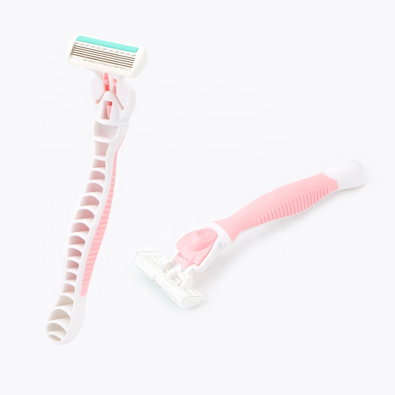 D631L Customized Logo 6 Blades Rubber Handle Women Razor
