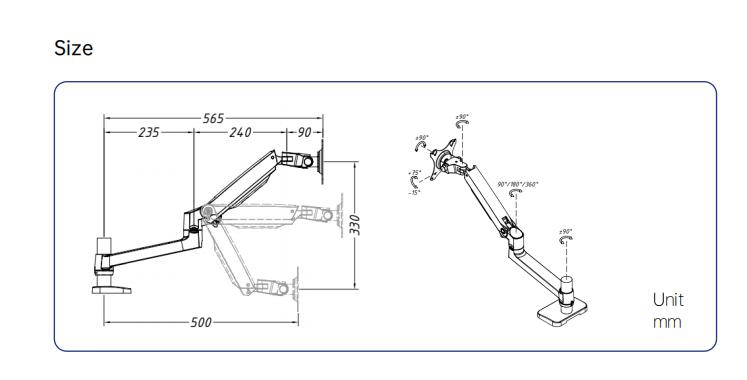 Кронштейн для монитора Kesino Premium Slim, алюминиевый