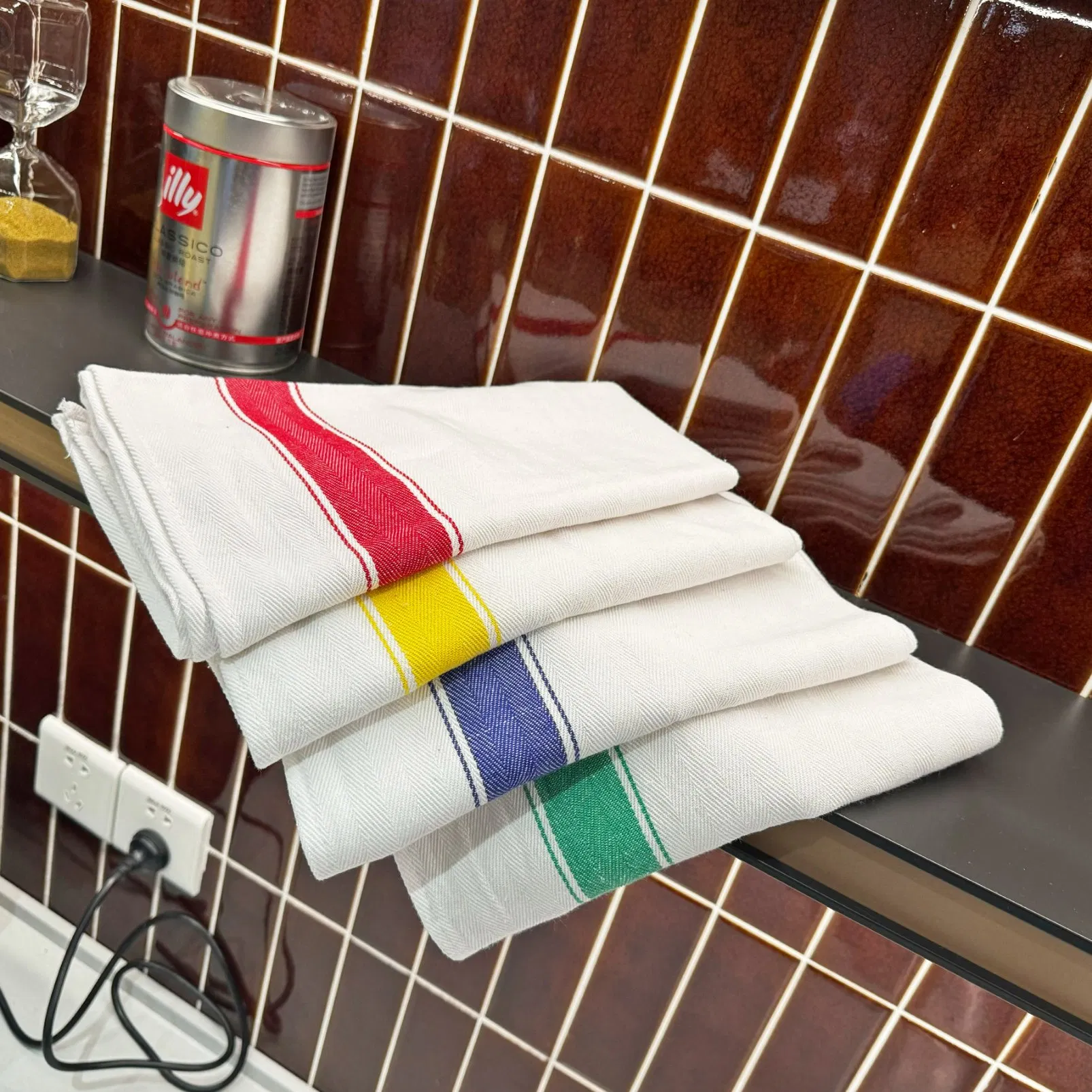 Super Absorbent 100% Cotton Kitchen Hand Towels Dish Towels Set - 4 Pack
