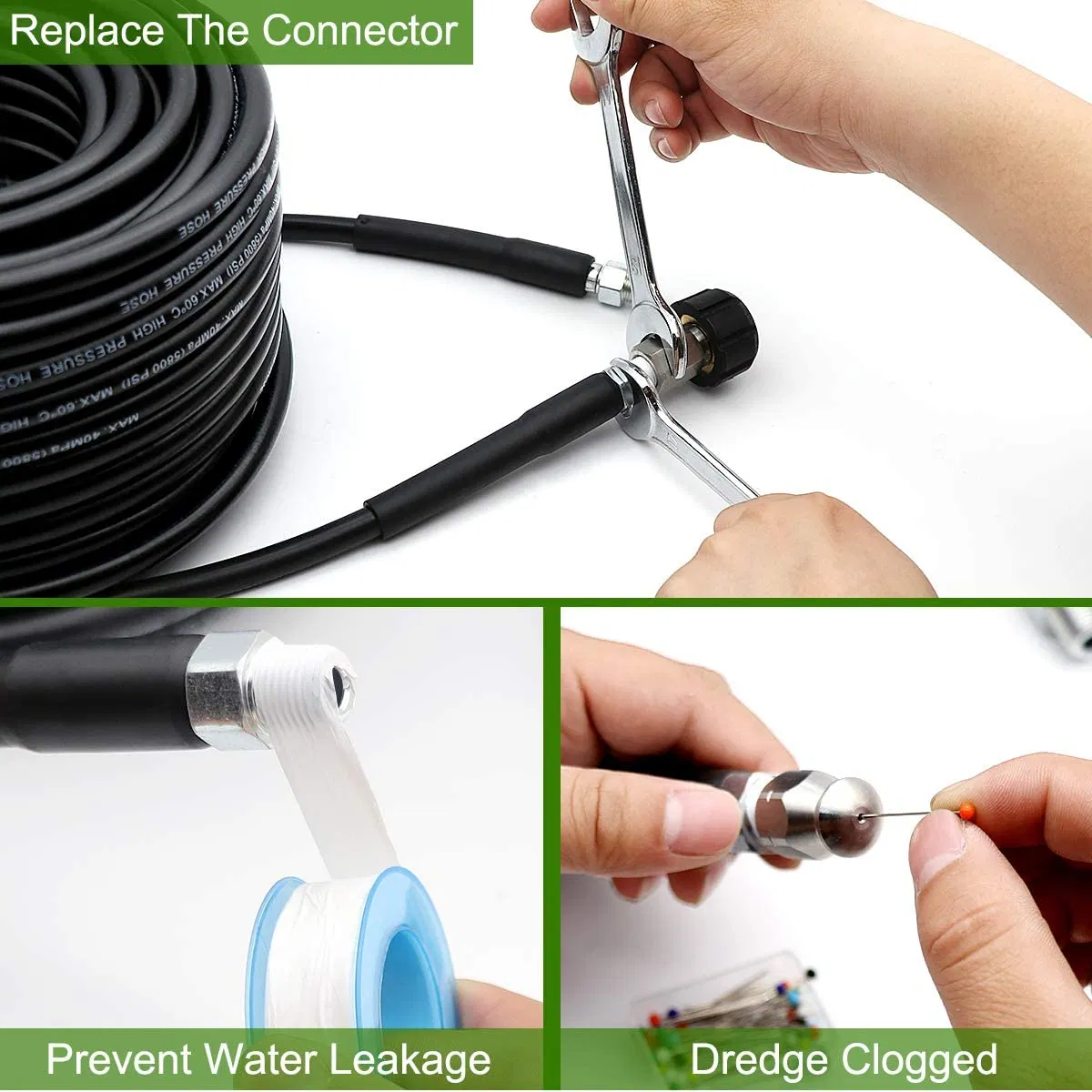 5800 Psi High Pressure Hoses for Cleaning Machines Rubber Steel Wire Hoses High Pressure Hoses