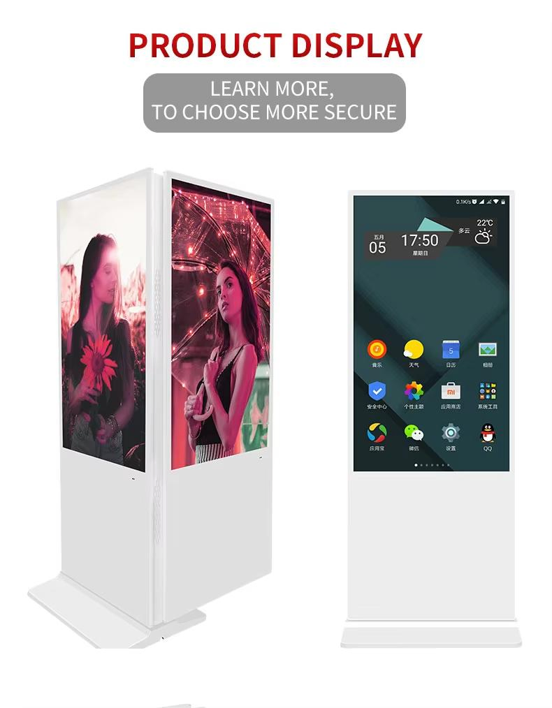 Dual Side Android Floor Standing Indoor Display Totem 4K Screen 49 Inch Digital Signage