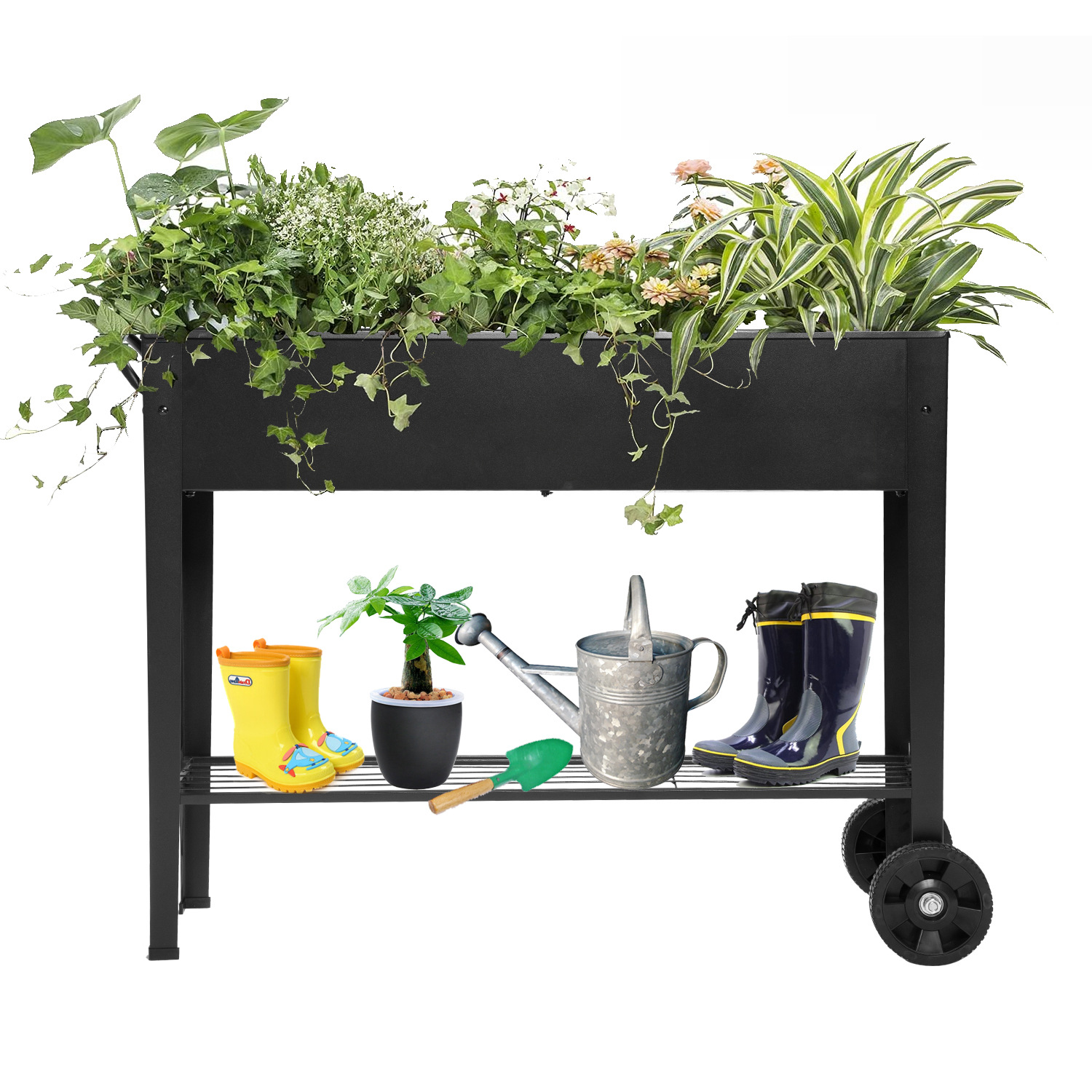 Горшок металлический оцинкованный прямоугольный с ножками