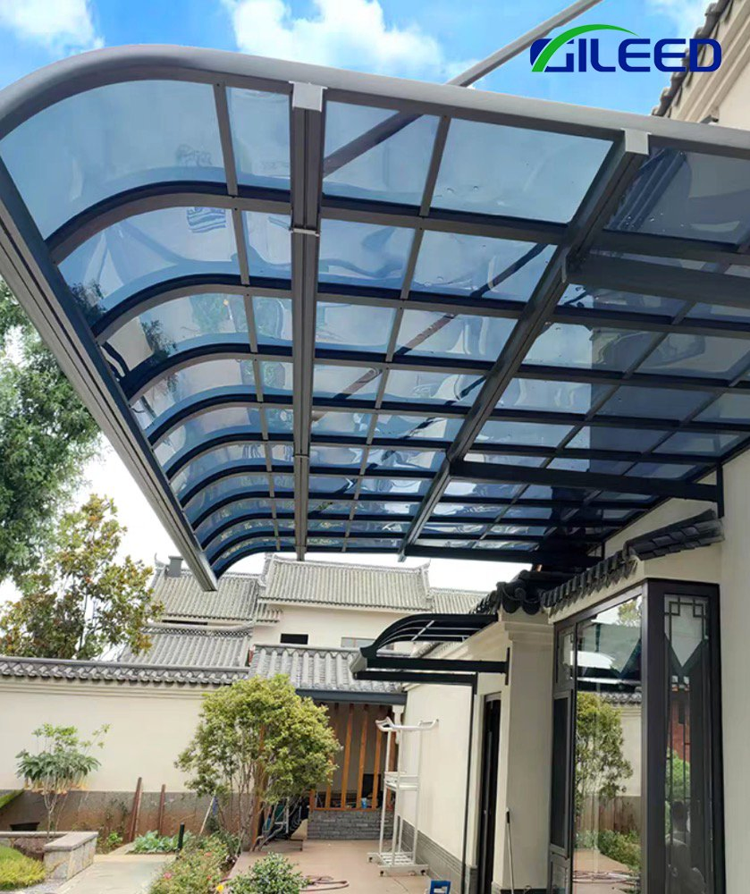 Outdoor Commercial Aluminum PC Awning Hang Entrance Store Sunshade Canopy