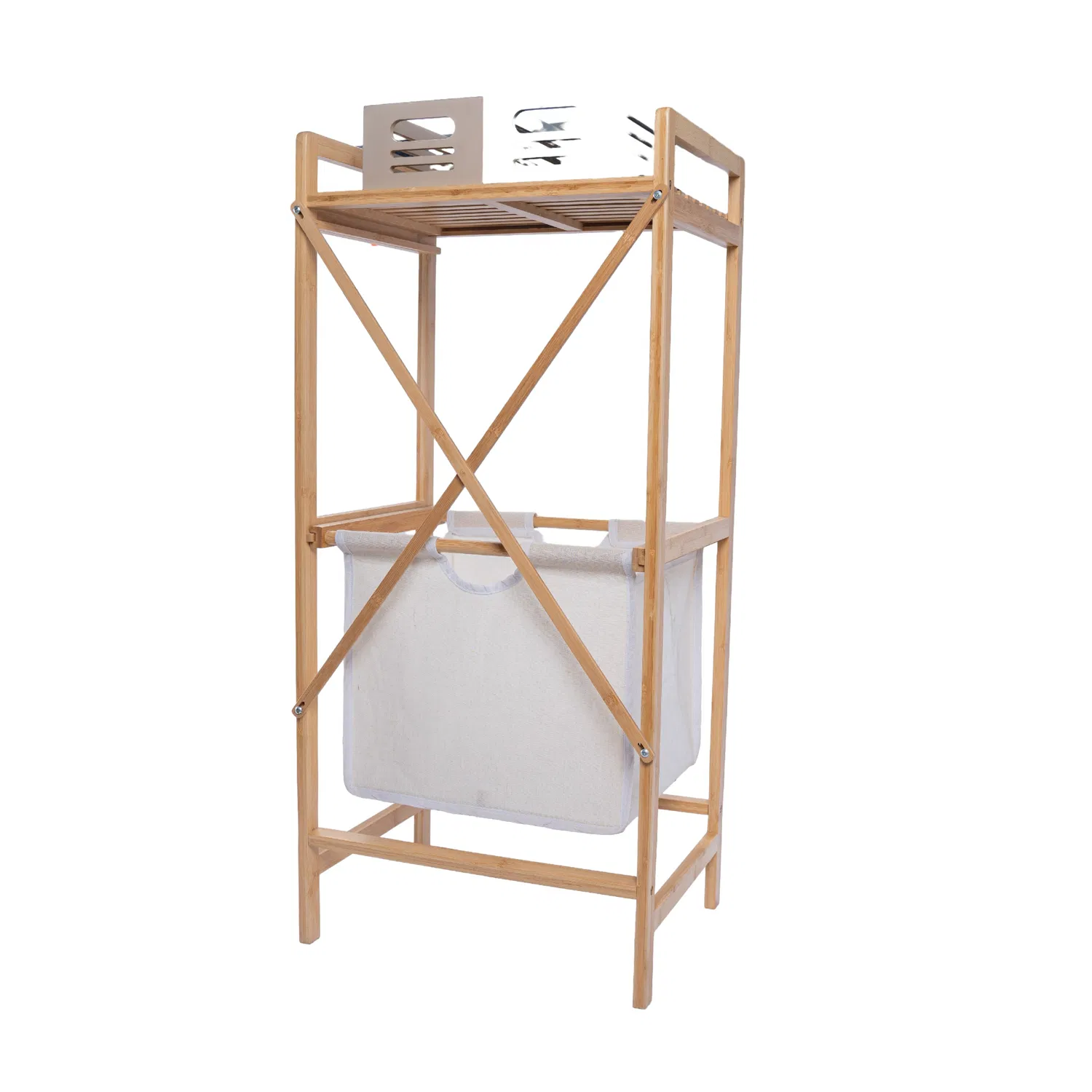 Stand-up Laundry Rack Bamboo Baskets Laundry Baskets Large Bamboo Storage Shelf