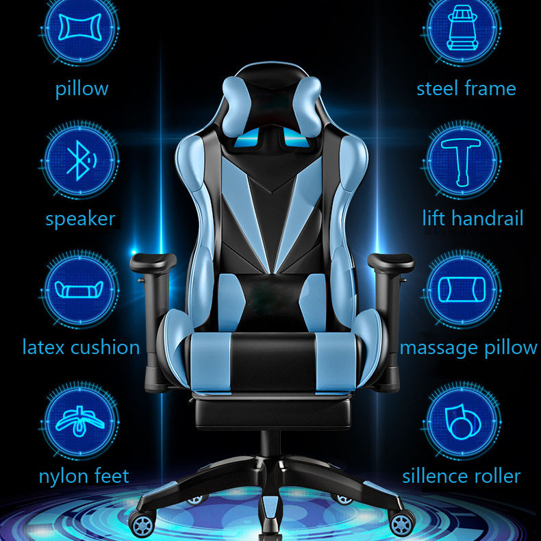 Custom Logo Cadeiras Gamer Seat-Height Adjustable Gas Lift Recliner Gaming Chair with Footrest