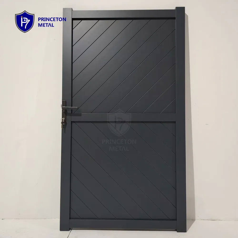 French Style Simple Elegant Aluminum Single Walkway Slat Gate for Security Garden Pedestrian Entrance Gate