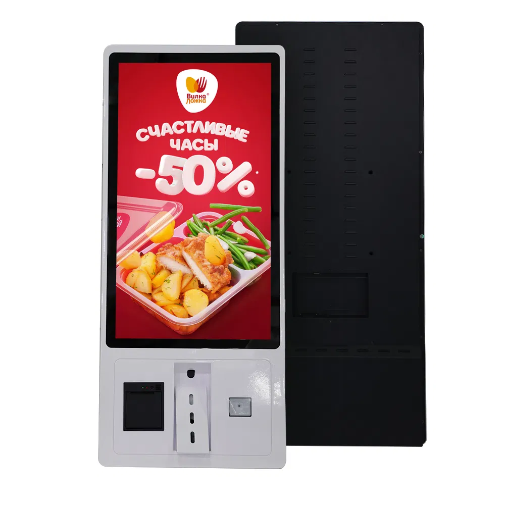 Fast Food 21.5 23.8 32 Inch Touch Screen POS Self Service Payment Ordering Kiosk for Restaurants