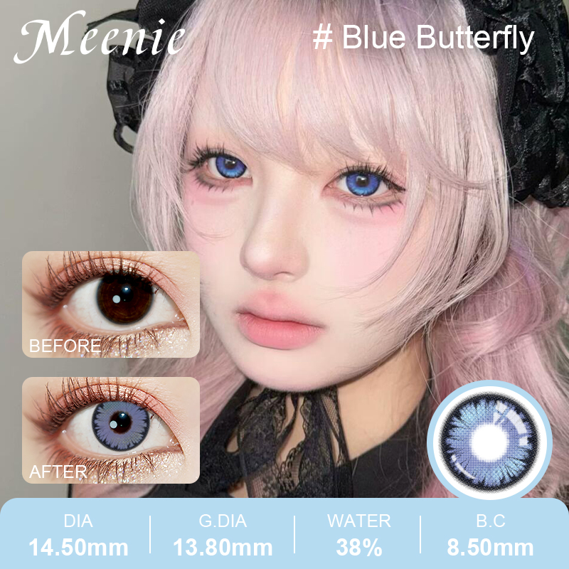14.2mm Butterfly Color Prescribed Contact Lenses for Light Eyes