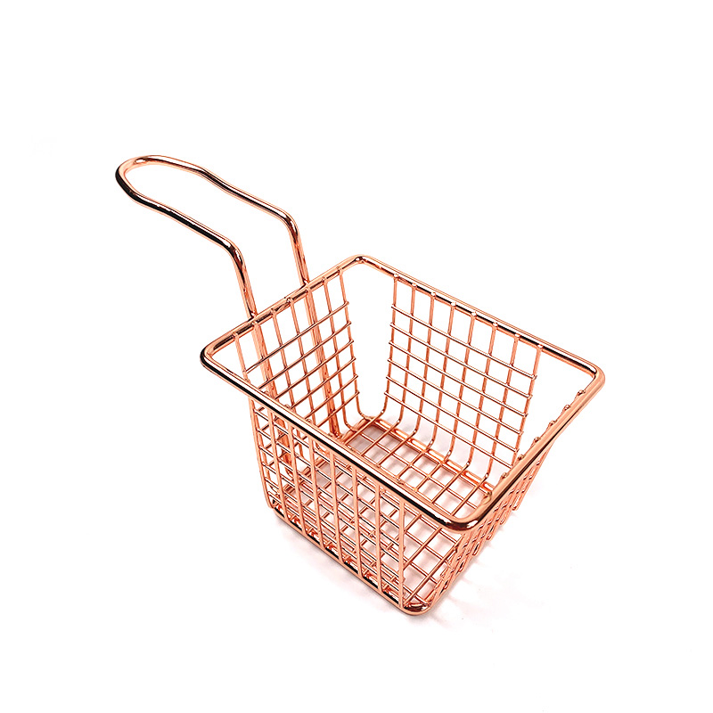 Gold French Fries Basket Stainless Steel Mini Fry Basket