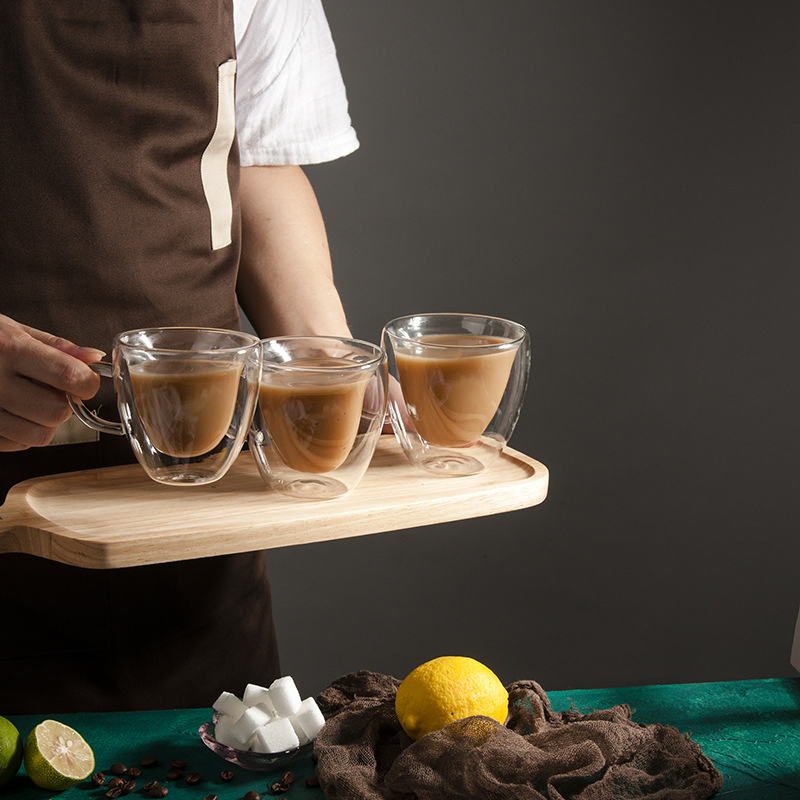 Heart Shaped Double Walled Insulated Glass Coffee Mugs or Tea Cups, Milk Cups Clear, Unique & Insulated with Handle 100% Manual Blowing