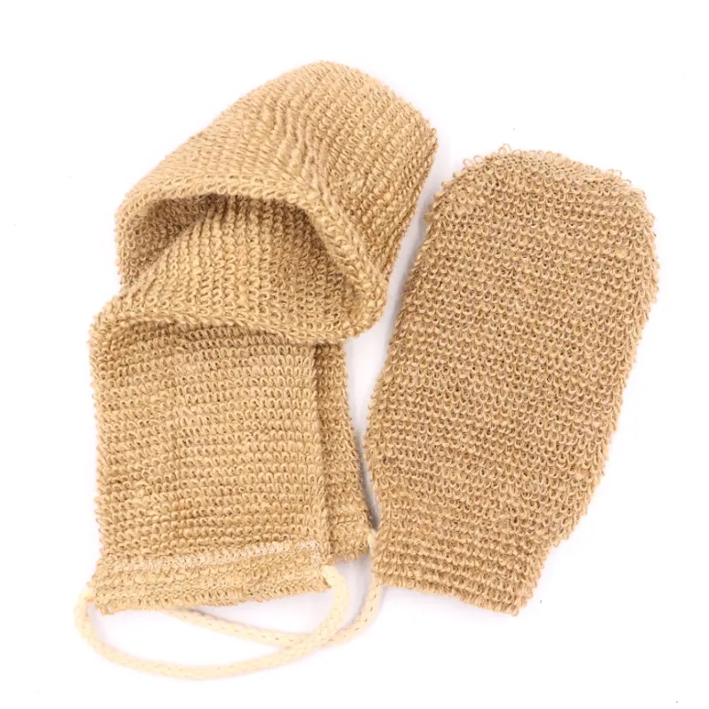 Eco Friendly Natural Hemp Exfoliating Bath Mitt Glove Sponge and Scrubbing Hemp Glove for Body Scrubber Bath Shower Gloves Mitt