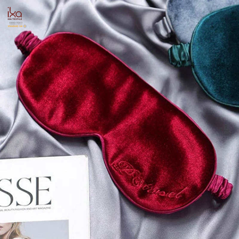Fashion Velvet Gift Pink Purple Gold Blue Black Red Plain Travel Sleep Wholesale Silk Eye Mask with Label