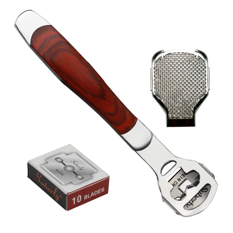 Foot Care Pedicure Tools Kit Callus Shaver Hard Skin Remover Wood Handle