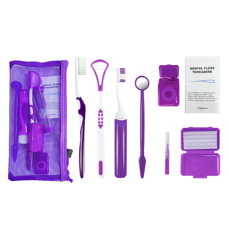 Oral Care Appliances Orthodontic Clean Kit Complete Dental Kit Ortho Care Kit 8 in 1 Set