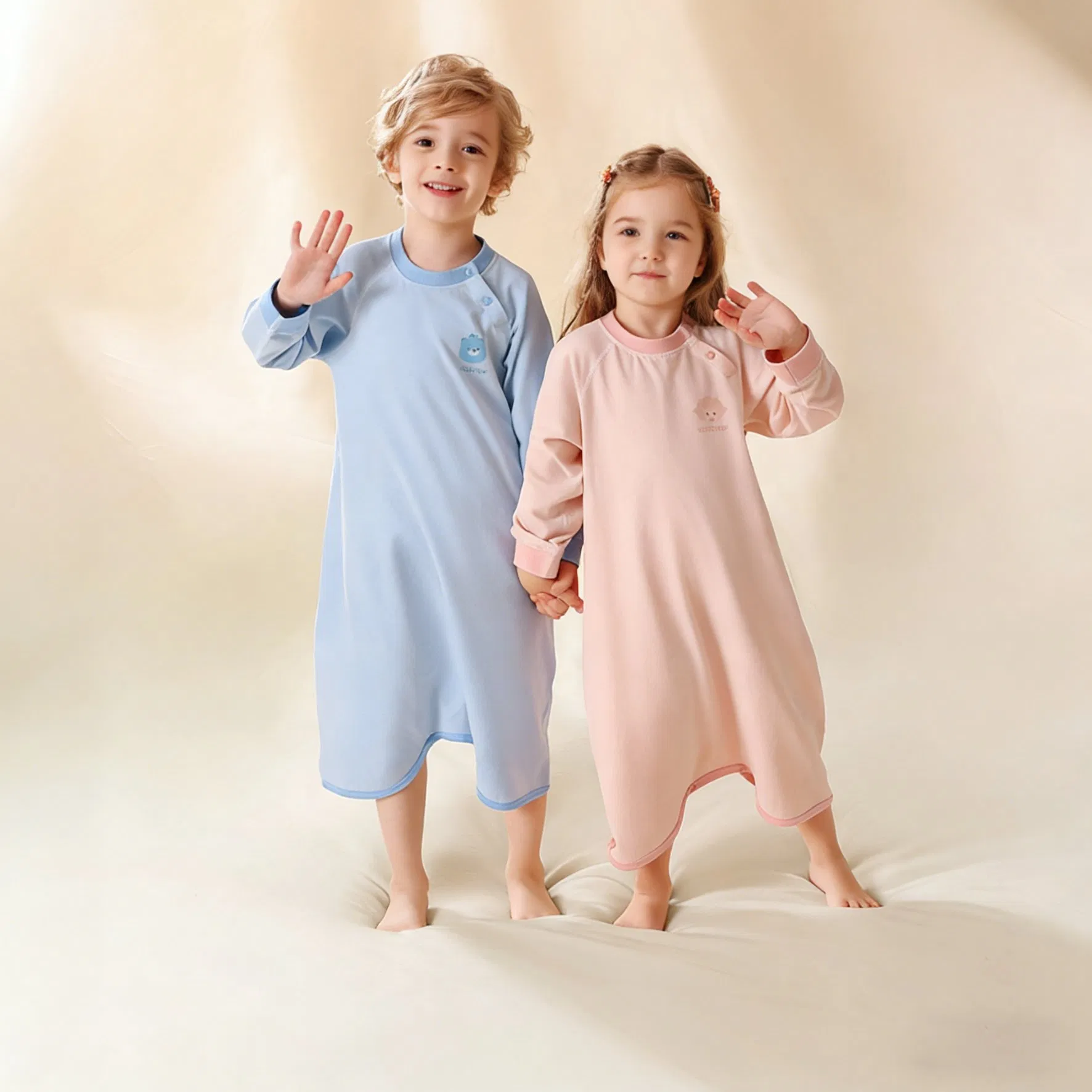 Baby Girls' Cute Winter Printed Antibacterial Breathable Long Sleeve Sleeping Bag & Pajamas for Home