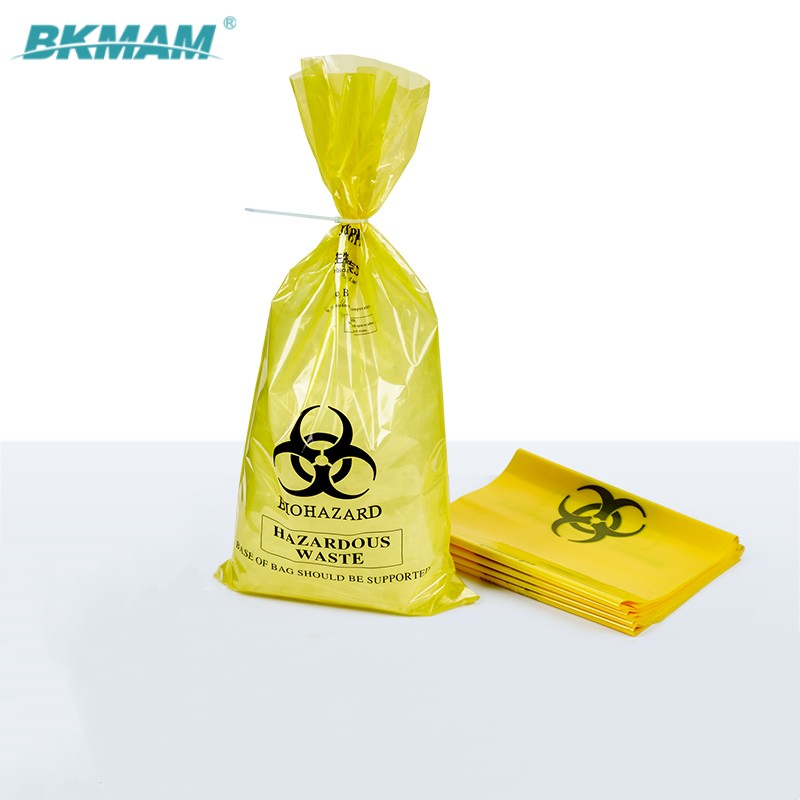Chemical Waste Prevention Yellow Biohazard Bag with Safety Sign on Bags