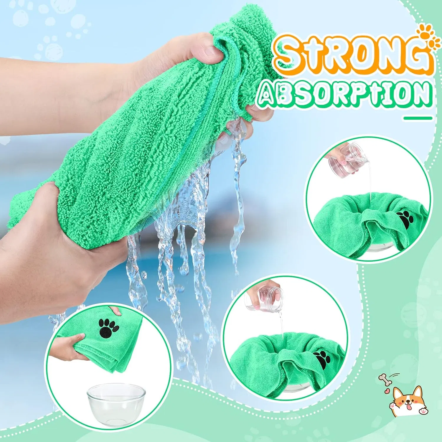 Customized Large Soft Super Absorbent Microfiber Grooming Quick Drying Pet Dog Towel Bath