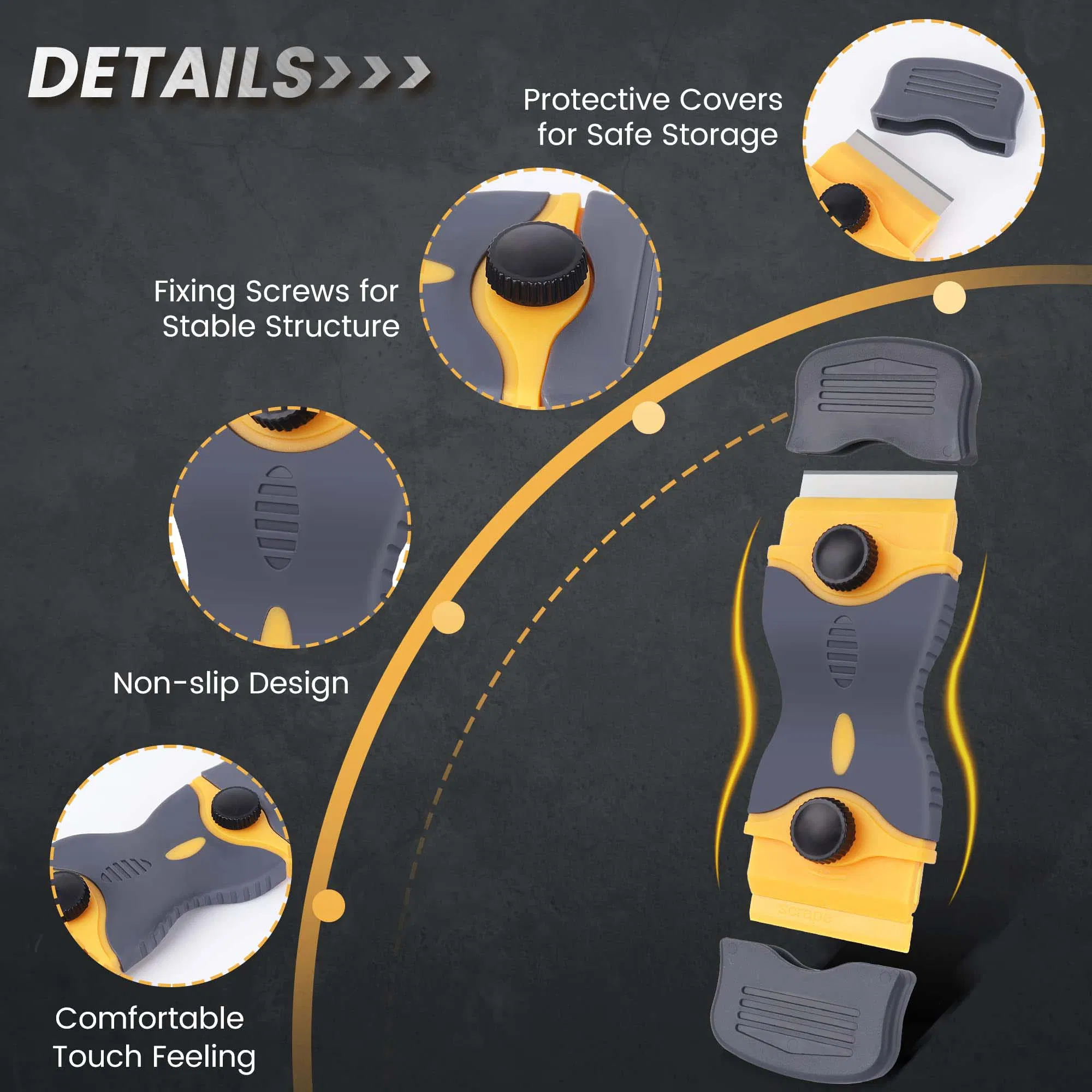 Hautine Plastic Cleaning Scraper Razor Scraper with Plastic Blades and Metal Blades