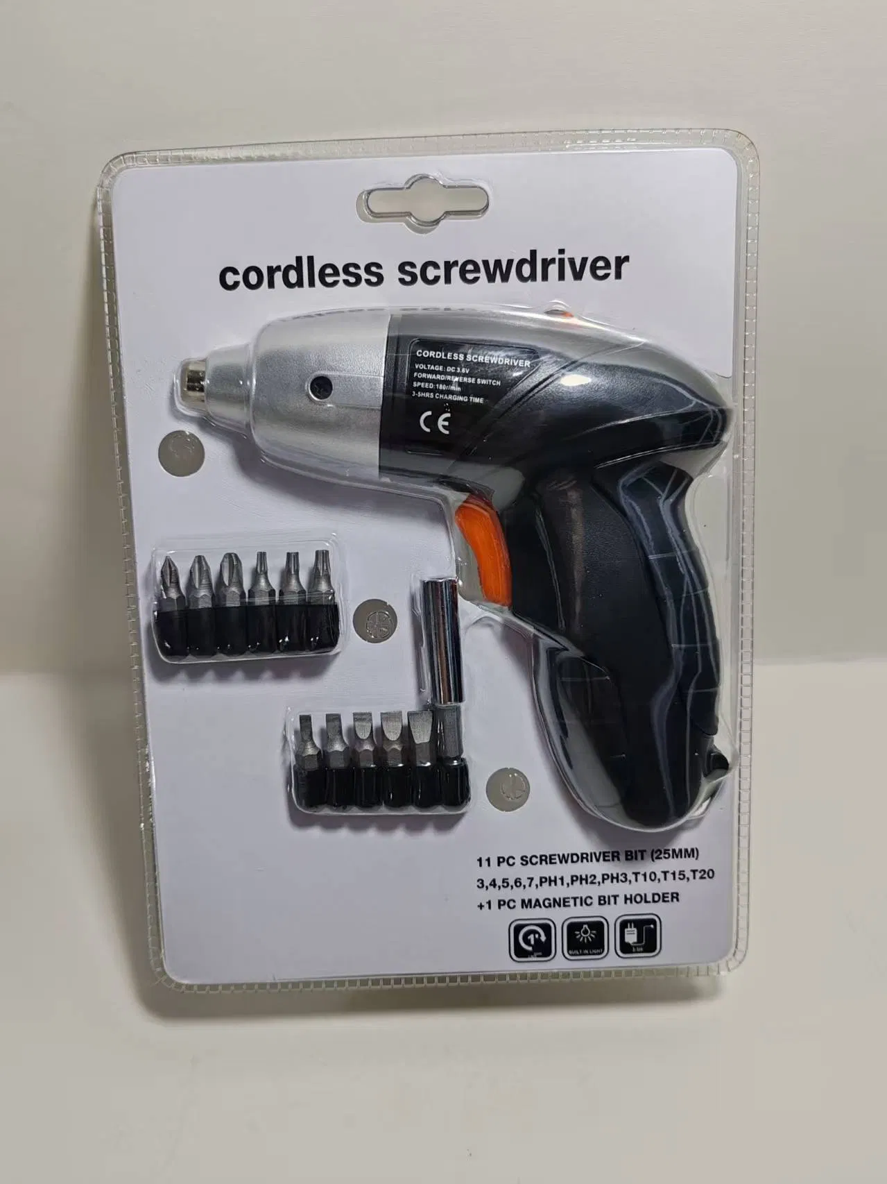Compact 3.6V Cordless Screwdriver with LED Light for DIY