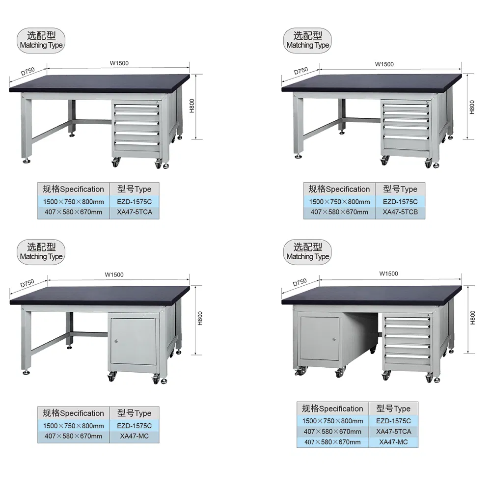 1.5 Meter Metal Garage Workbench with Tool Cabinet