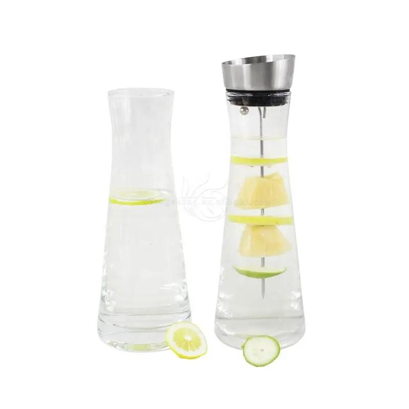 Glass Water Carafe Borosilicate Glass Iced Tea Pitcher with Stainless Steel Lid