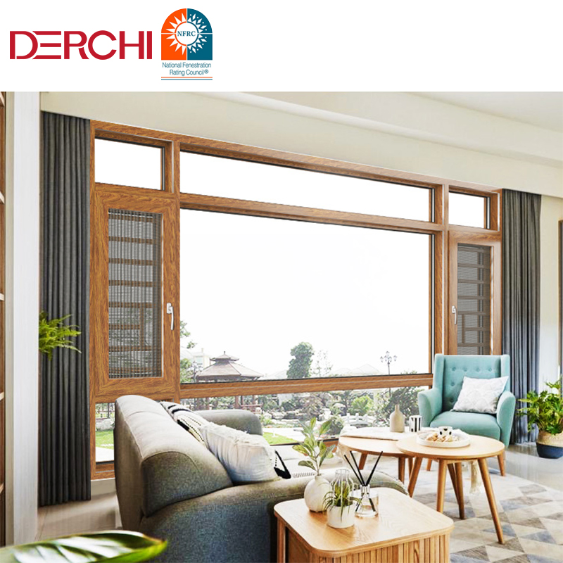 Aluminum Double American Style Aluminium Casement Window with Tempered Glass