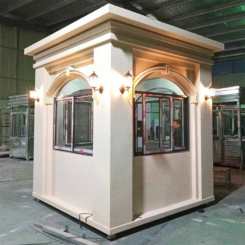 Cheap Portable European Style Real Stone Paint Outdoor Security Community School Duty Guard Container House for Kiosk