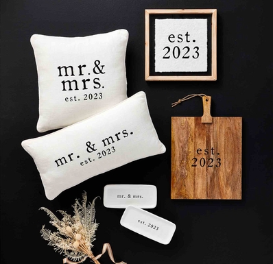 Personalized Mr. and Mrs. Ceramic Plate Set for Couples