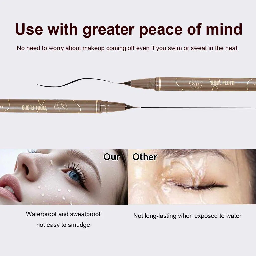 Ultra-Fine Permanent Hypoallergenic Natural Vegan Brown Black Waterproof Smudge Proof Liquid Eyeline