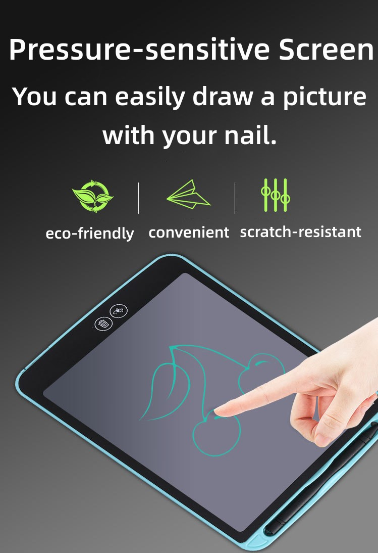 8.5 Inch LCD Writing Tablet for Kids, Colorful Doodle Board Drawing Tablet with Lock Function, Partially Erasable Reusable Writing/Drawing Pad-Black