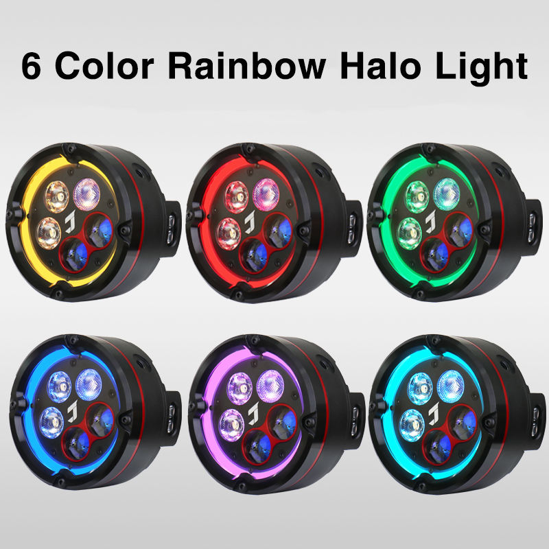 J5S 6-Color Halo LED Motorcycle Fog Light, 180W, Yellow/White