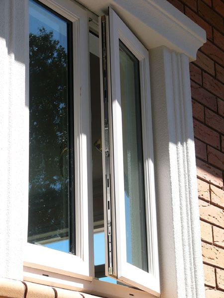 PVC Double Glazed Casement Window with Grill Design