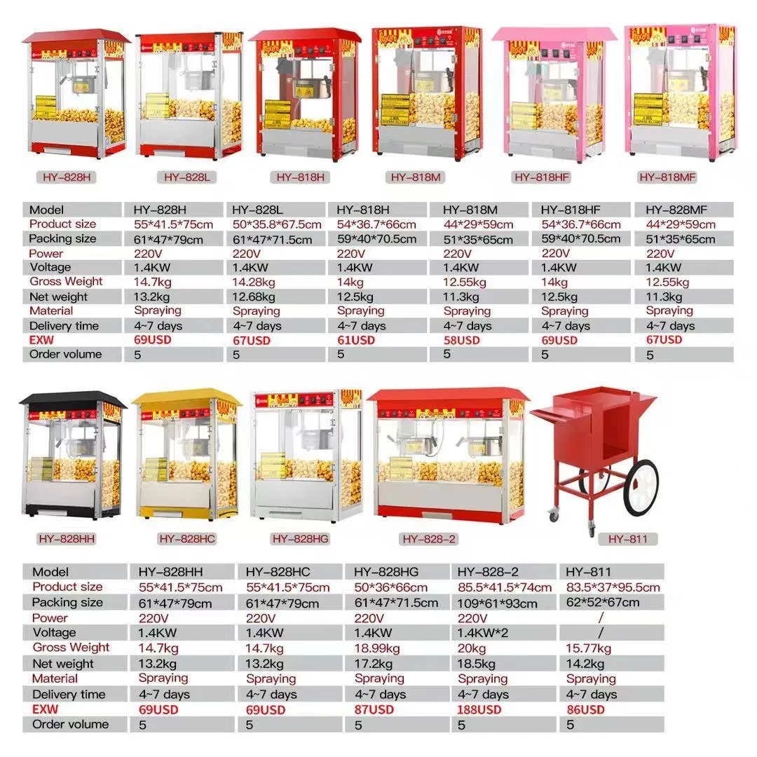 Wholesale Factory Price Automatic Electric Commercial Popcorn Maker Popcorn Machine Warmer