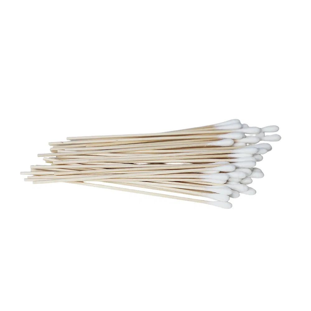 Cotton Bud Wrapped Bamboo Wooden Shaft Cotton Bud Swab