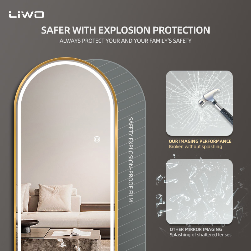 Modern High-Definition Home Decoration Lighting Aluminum Alloy Frame Full Length Intelligent LED Mirror Vanity Different Size Living Room Bedroom Furniture