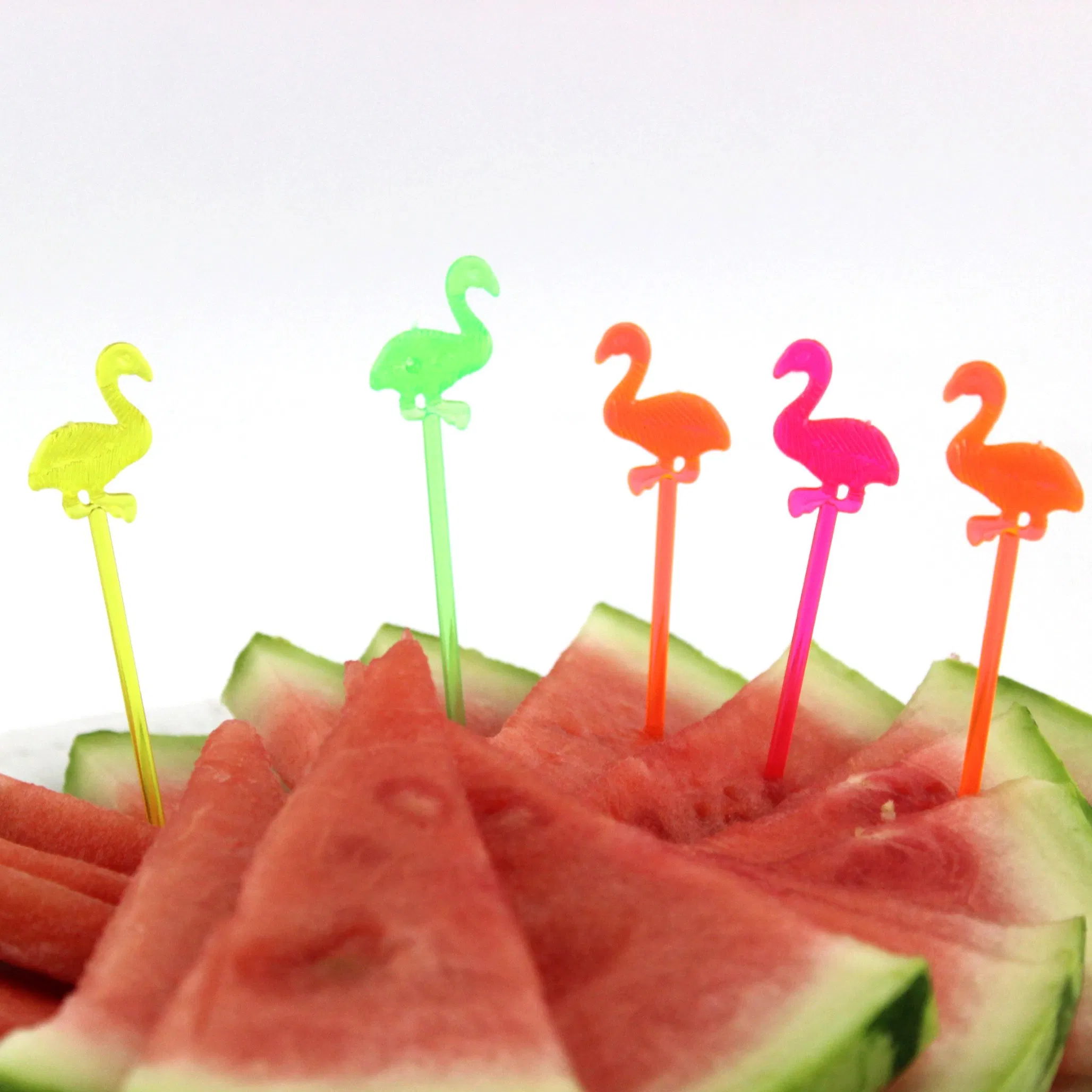Colorful Disposable Fruit Forks in Fun Flamingo Design