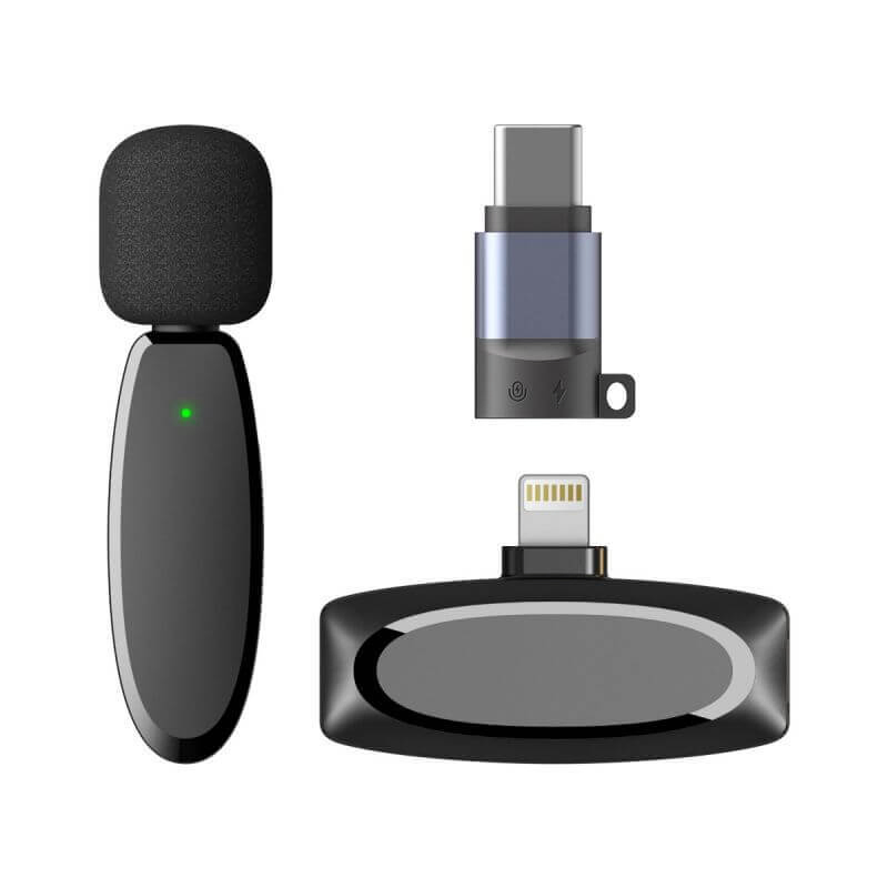 Professional Wireless Clip-on Lapel Microphone with Noise Canceling & Lightning
