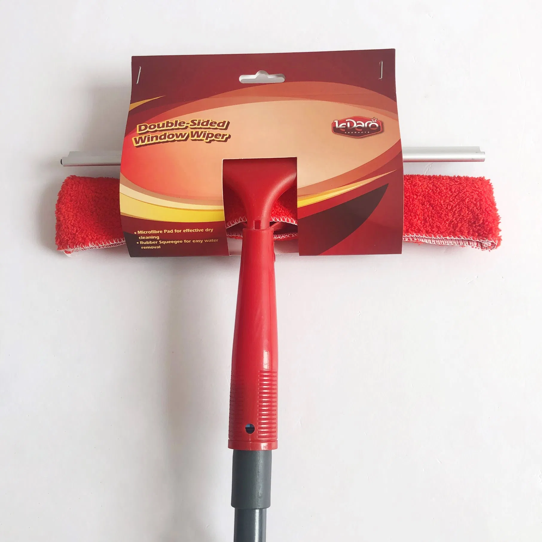 Wholesales Price Metal Telescopic Handle with Microfibre Refill and Rubber Squeegee Dobule Side Head Window Cleaner for Outdoor and Indoor Cleaning