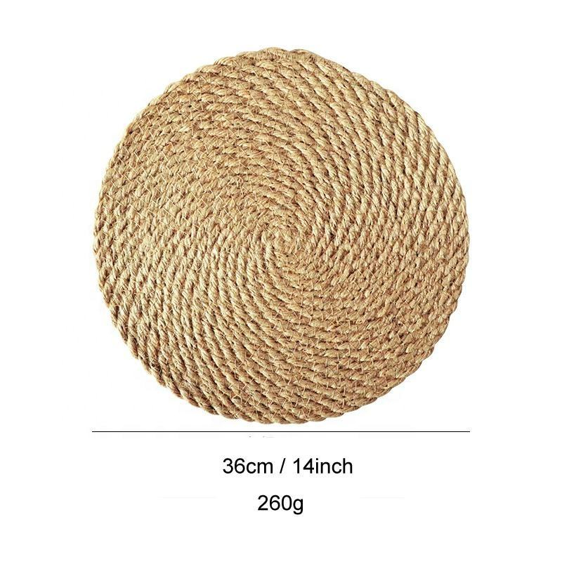 Classic Style Round Jute Placemat Heat Resistant Natural Woven Braided Table Placemats