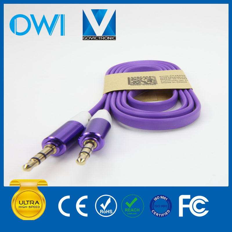 Purple Metal Flat 3.5mm to 3.5mm Audio Cable