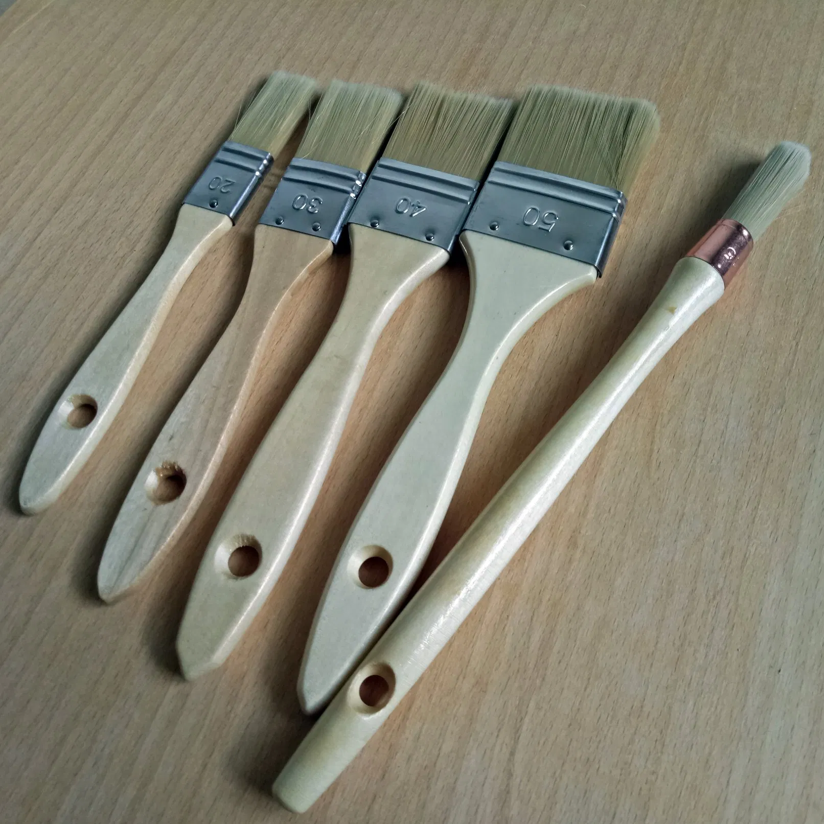 Набор кистей для покраски с деревянной ручкой, 5 шт.