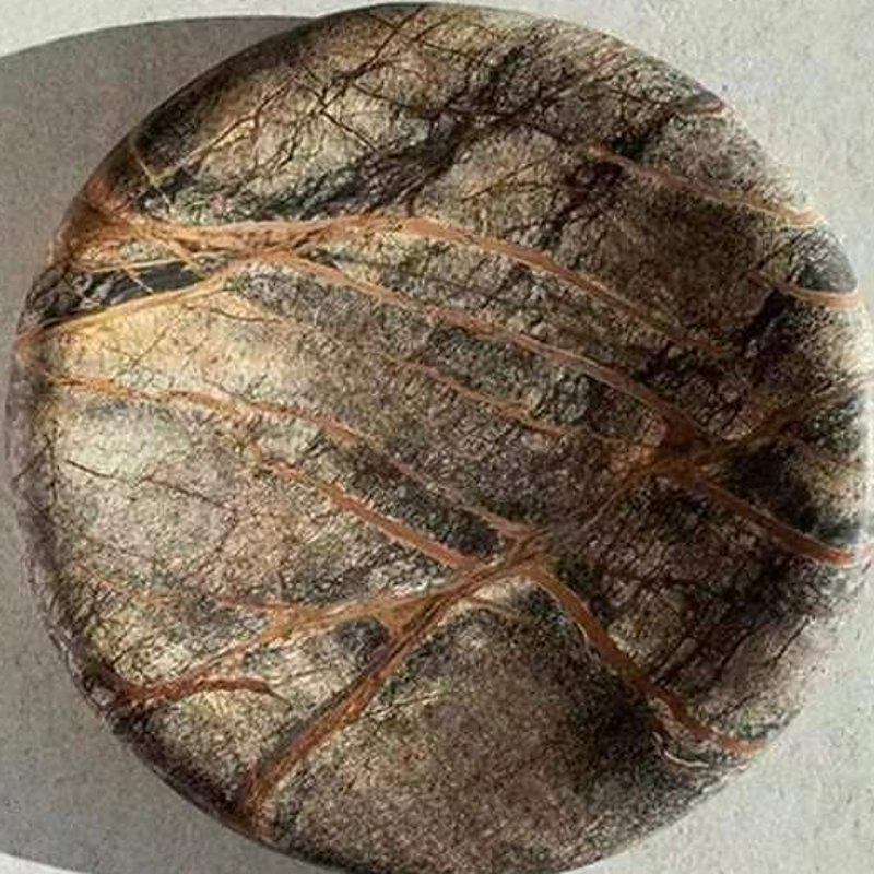 Elegant Round Rainforest Brown Marble Food Bowl Tray and Table Centerpiece