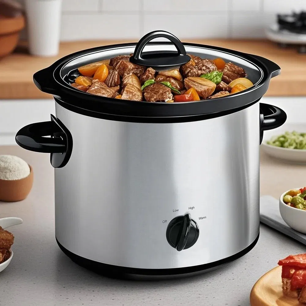 6 Quart Slow Cooker with Multiple Temperature Settings for Family Dinner