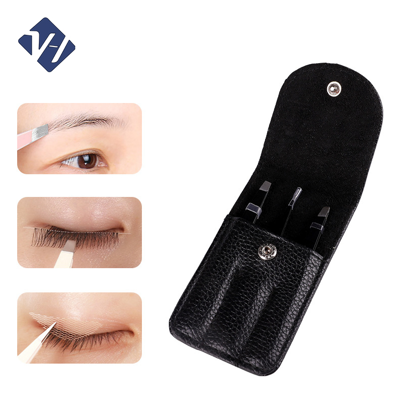 Case Eyelash Applicator Stainless Steel Brow Tweezers Private Label with Logo