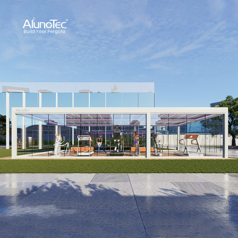 Беседка алюминиевая биоклиматическая автоматическая крыша жалюзи